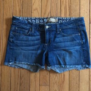 Paige Jean shorts with frayed bottom.